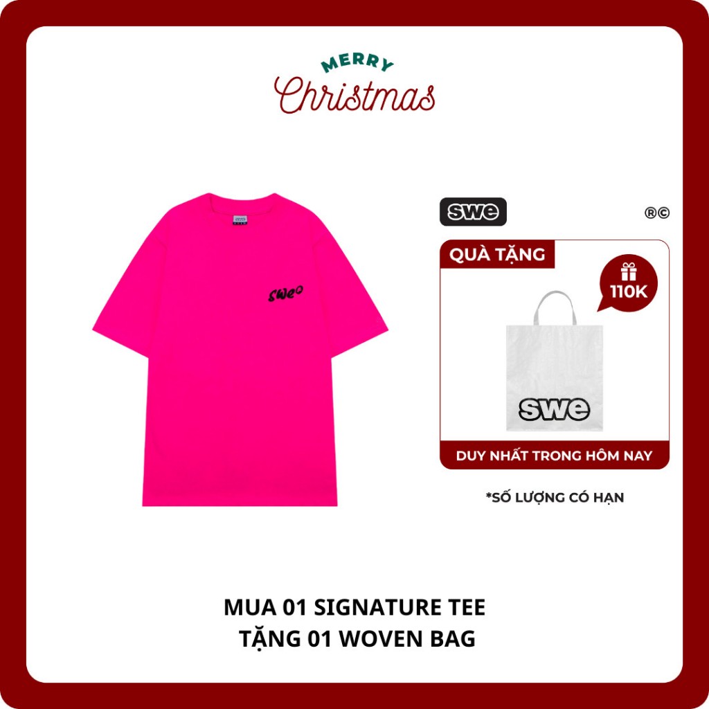 (TẶNG TÚI WOVEN BAG) Áo Thun Unisex Local Brand SWE SIGNATURE TEE - Pink