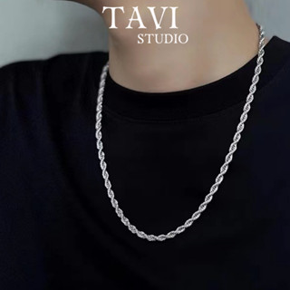 Vòng cổ nam dây chuyền titan Xoắn Trơn Thời Trang Basic Merin Tavi Studio nam nữ phụ kiện màu bạc cao cấp