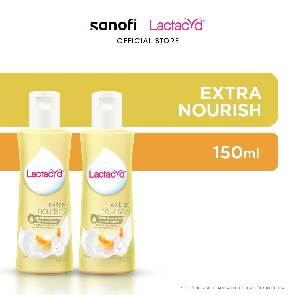 Bộ 2 chai Dung dịch vệ sinh phụ nữ Lactacyd Extra Nourish Dưỡng Ẩm và Căng Mịn 150ml/chai