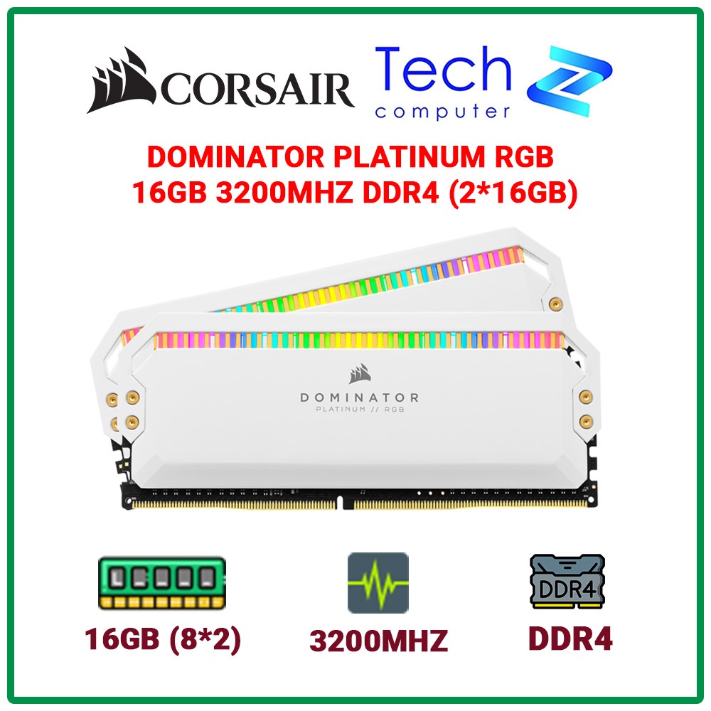 Ram Corsair Dominator Platinum White RGB 16GB - 32GB DDR4 3200MHz