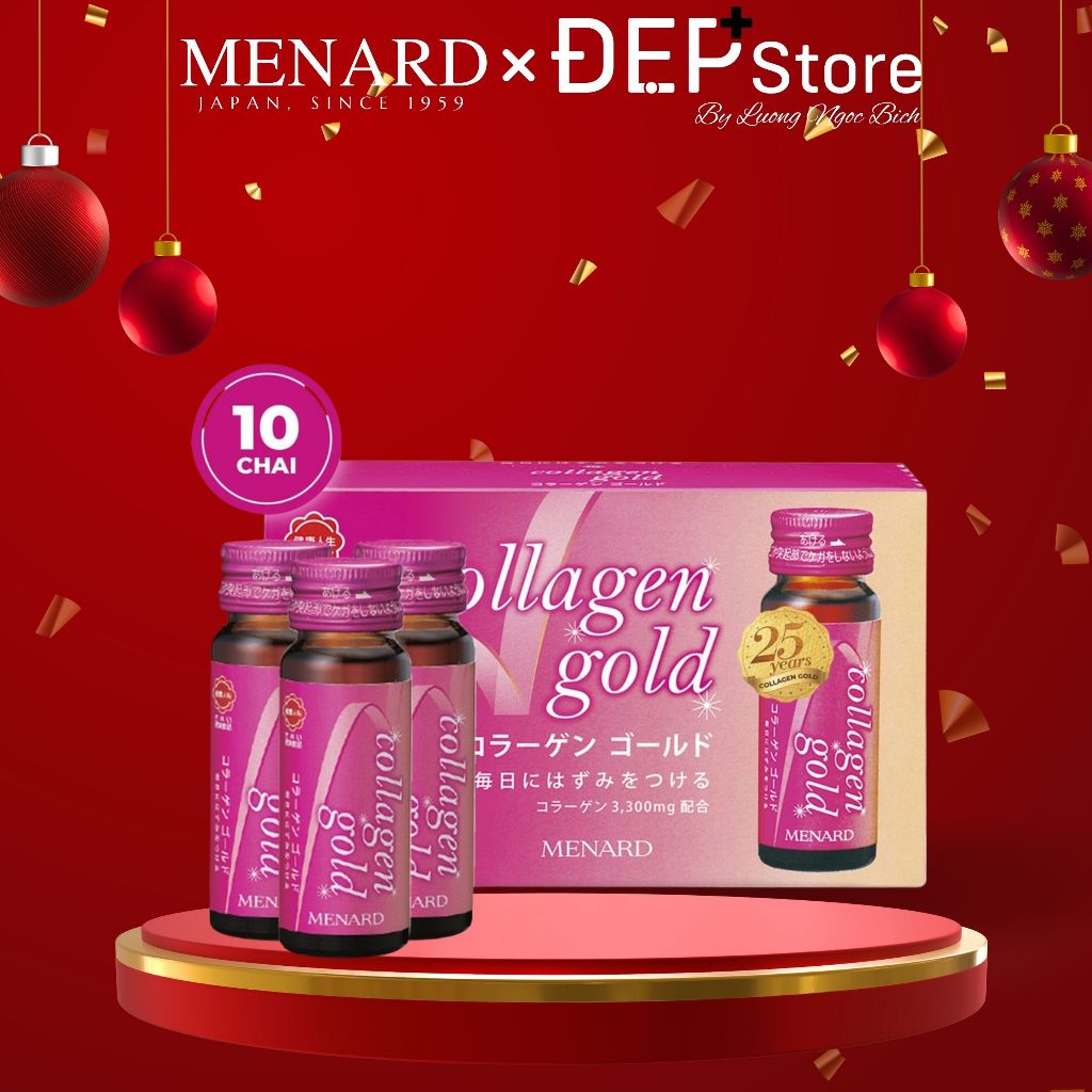 Collagen Gold Menard nội sinh Nhật Bản tăng đề kháng, trẻ hóa da - hộp 10 chai - 30ml/chai