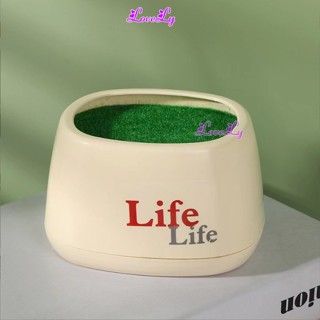 Chậu Lọ Nhựa dùng cắm hoa giả nhựa PVC in chữ LIFE trang trí nhà cửa