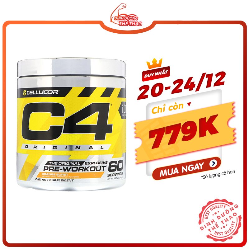 CELLUCOR C4 | Tăng Sức Mạnh Sức Bền Tập Trung Tỉnh Táo Khi Tập Luyện | Cellucor C4 Pre Workout 60 Lần Dùng