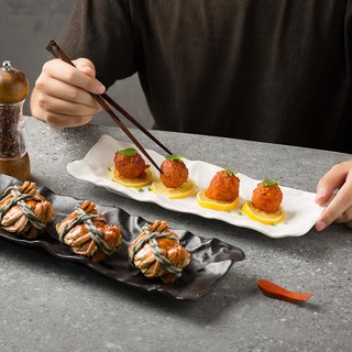 (SALE) Đĩa sushi, khay chữ nhật Origami sứ men nhám chống xước cao cấp - Bát đĩa nhà hàng