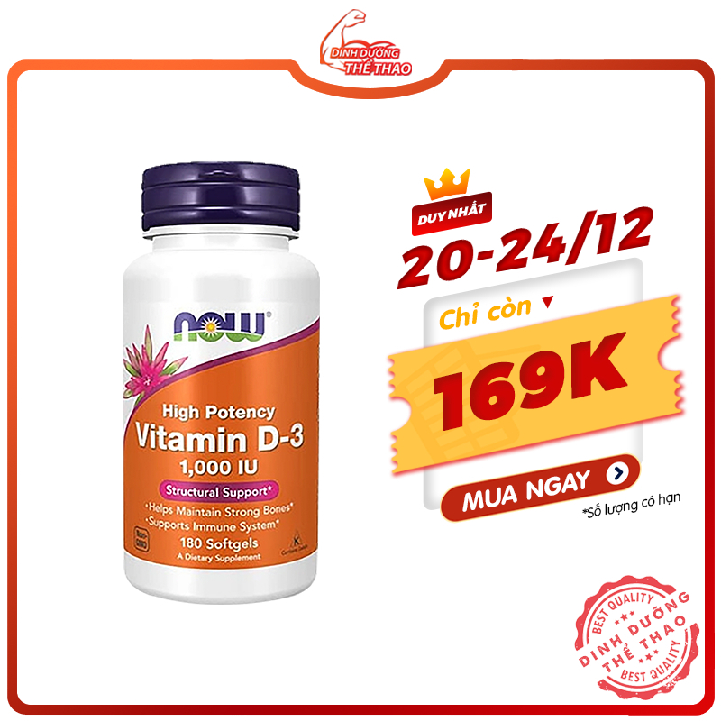 Now Vitamin D3 1000 IU Giúp Phát Triển Chiều Cao Khỏe Xương Khớp Và Tăng Sức Đề Kháng