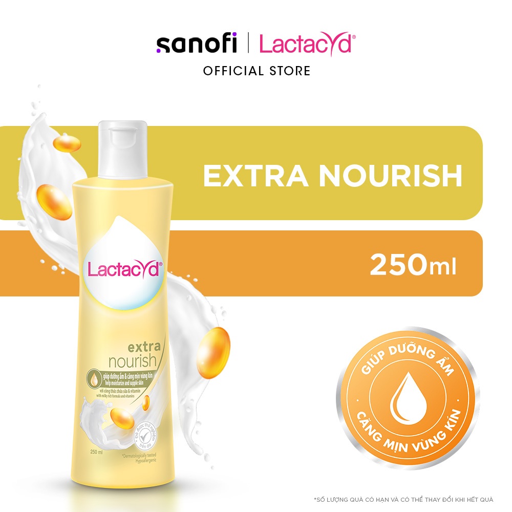 Dung dịch vệ sinh phụ nữ Lactacyd Extra Nourish Dưỡng Ẩm và Căng Mịn 250ml