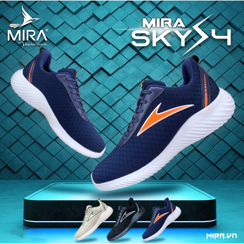 Giày chạy bộ, giày đi bộ êm chân, bền đẹp, nhẹ gọn Mira Sky S4 tặng tất dệt kim - Dungcusport