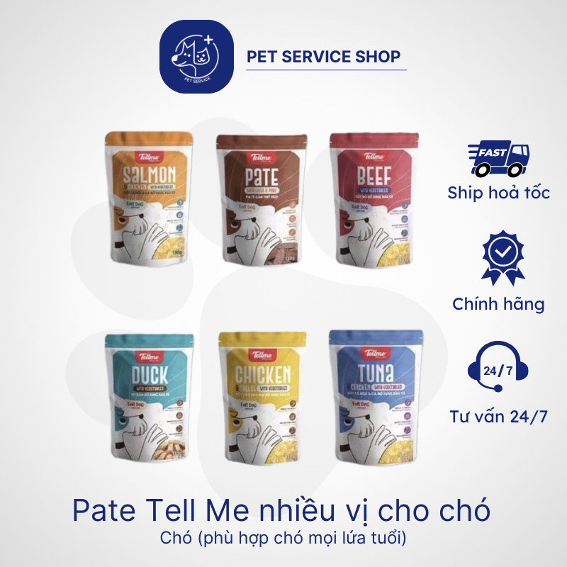 Pate sốt Tell Me dành cho chó nhiều vị GÓI 130g