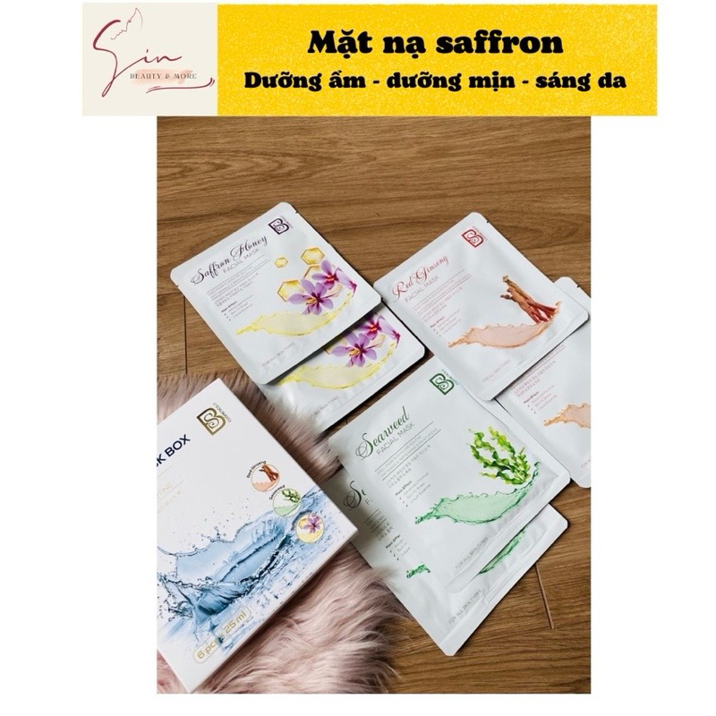 Mặt nạ Saffron, rong biển, sâm ✨ CHÍNH HÃNG ✨ Không cồn, giúp dưỡng ẩm, mịn, sáng da
