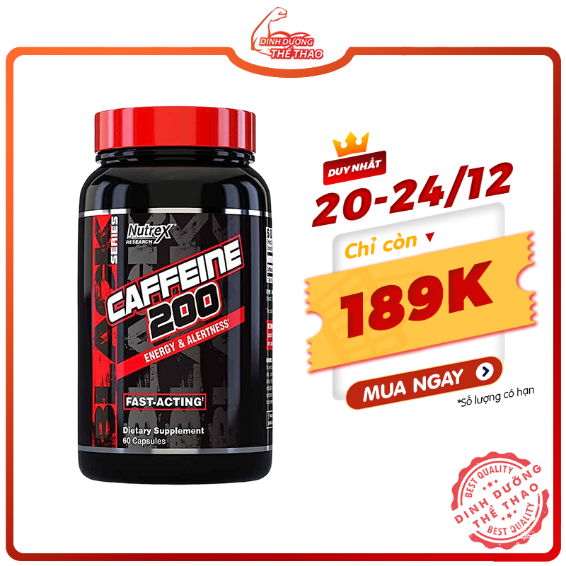 Viên Uống Nutrex Caffeine 200mg Giúp Tăng Tập Trung Tỉnh Táo (60 Viên) - Từ Mỹ