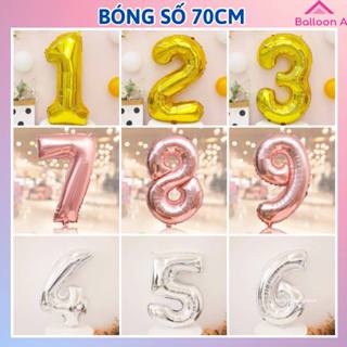 Bóng Số Trang Trí Sinh Nhật Size 70cm - Bóng Số Tuổi Size Đại - Bóng Mạ Chrome- BalloonA