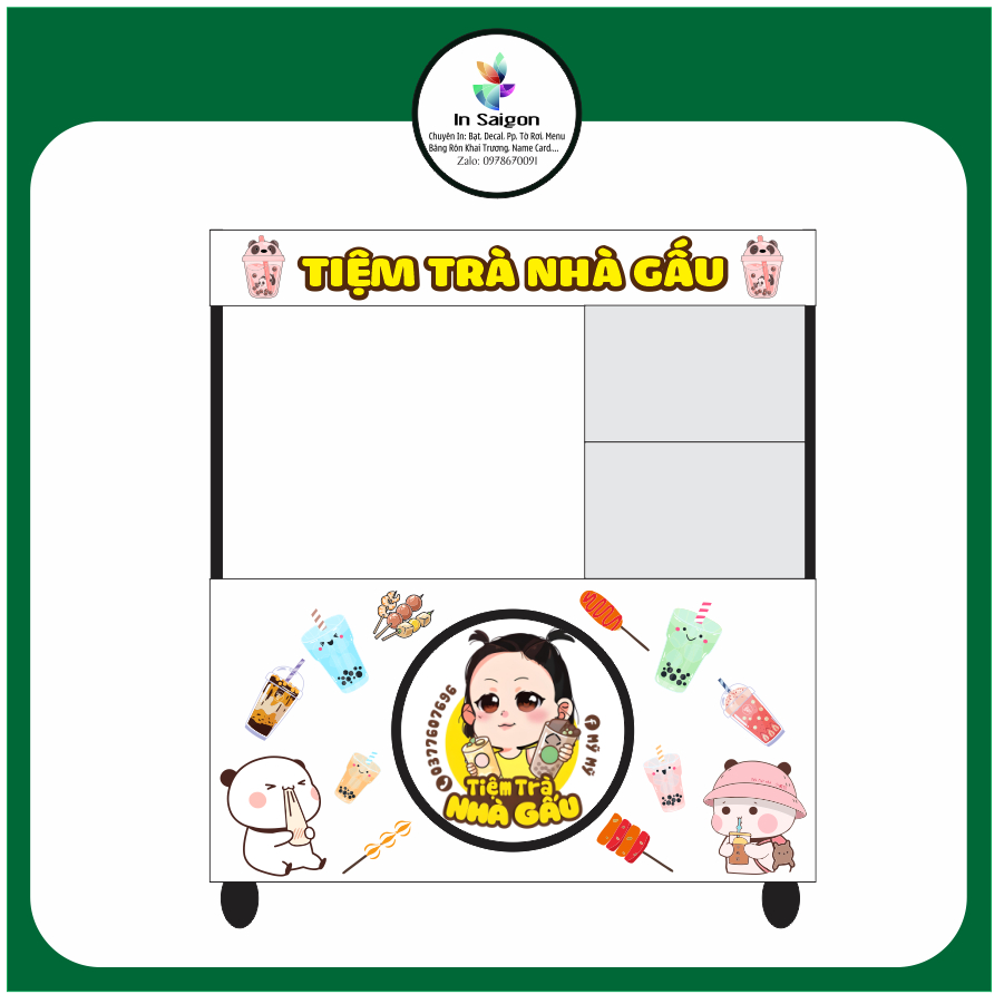 In decal xe theo yêu cầu, decal xe trà sữa, in decal FREE thiết kế theo yêu cầu