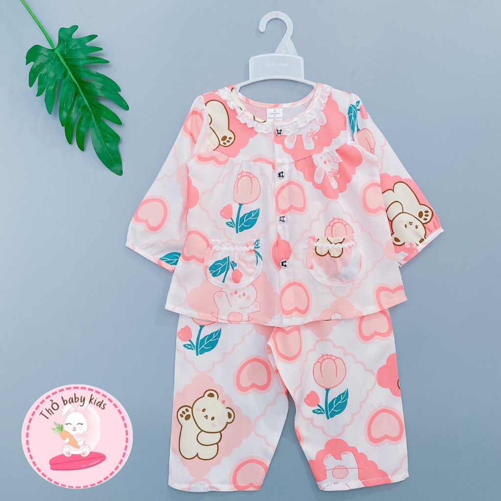 Bộ lanh, bộ tole bé gái tay dài quần dài thiết kế bé gái shop thỏ baby kids
