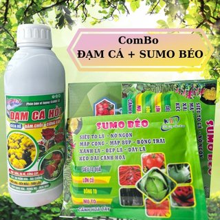 Combo phân bón vi lượng cao cấp đạm cá hồi + phân bón lá sumo béo kích thích dưỡng hoa quả