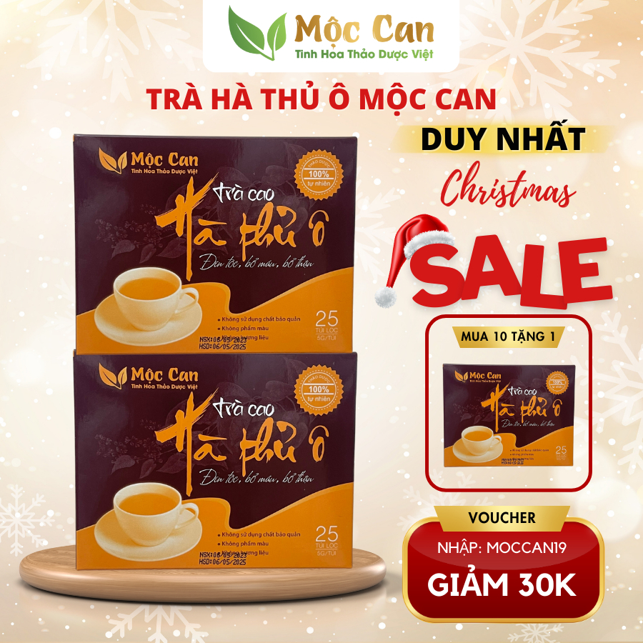 Trà đen tóc Hà Thủ Ô, hết rụng tóc, ngừa bạc tóc, giảm tình trạng suy nhược cơ thể thiếu máu mất ngủ hộp 25 túi lọc