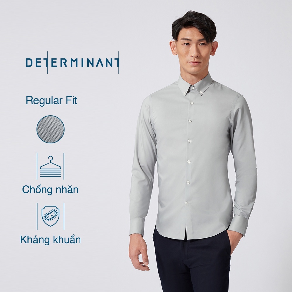 Áo sơ mi nam tay dài Cotton siêu thấm hút chống sờn vải thương hiệu Determinant - màu Xám nhạt [C02]