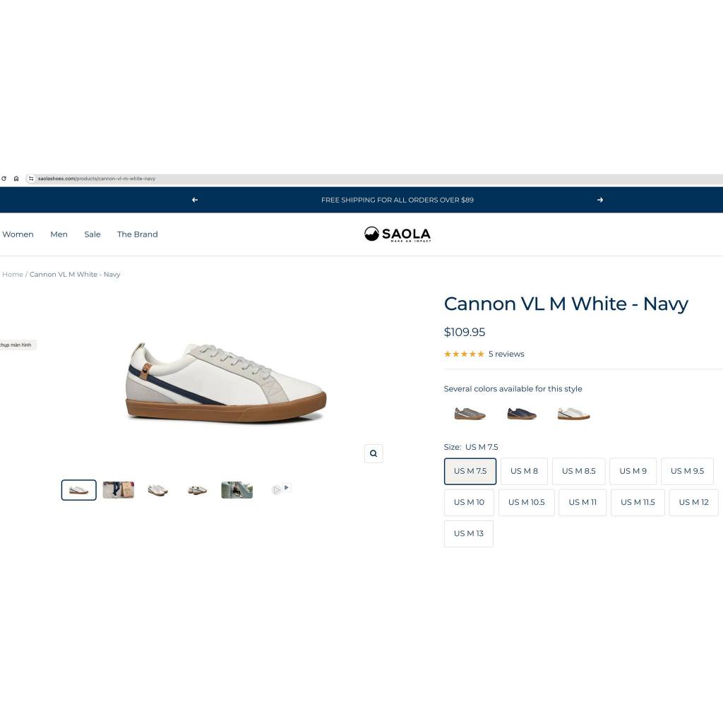 Giày Saola Cannon VL M dành cho Nam. Giá hãng đắt đỏ. Hàng chính hãng, xịn 100%.