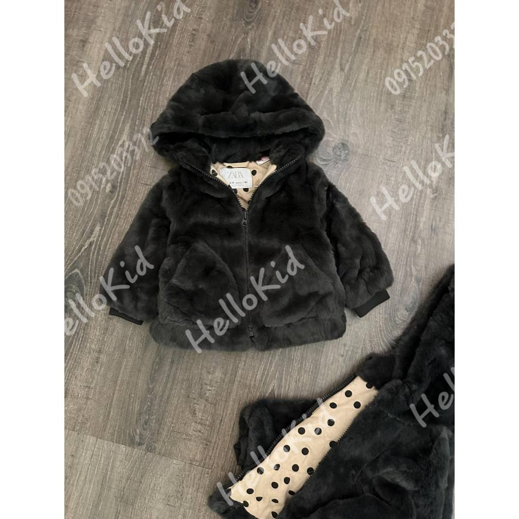Áo lông thỏ đen khói zxr bé gái