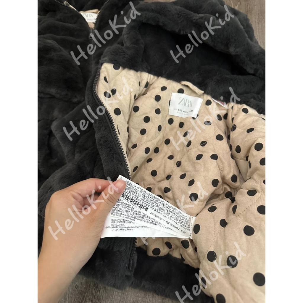 Áo lông thỏ đen khói zxr bé gái