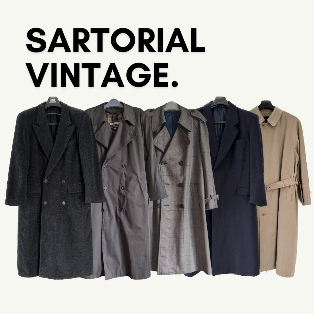 Áo măng tô nam, trench coat dáng dài si secondhand