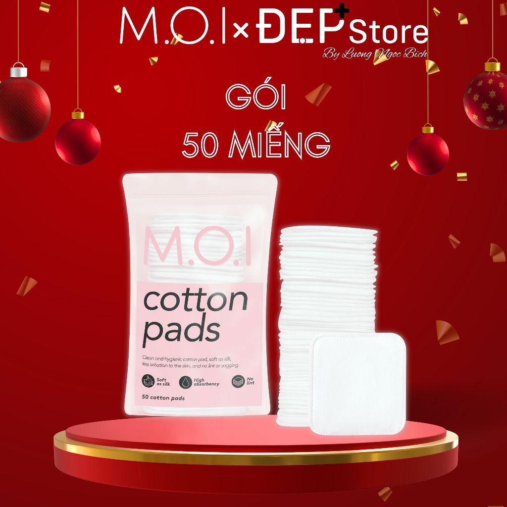 Bông tẩy trang MOI miếng bông mềm và dai gói 50 miếng