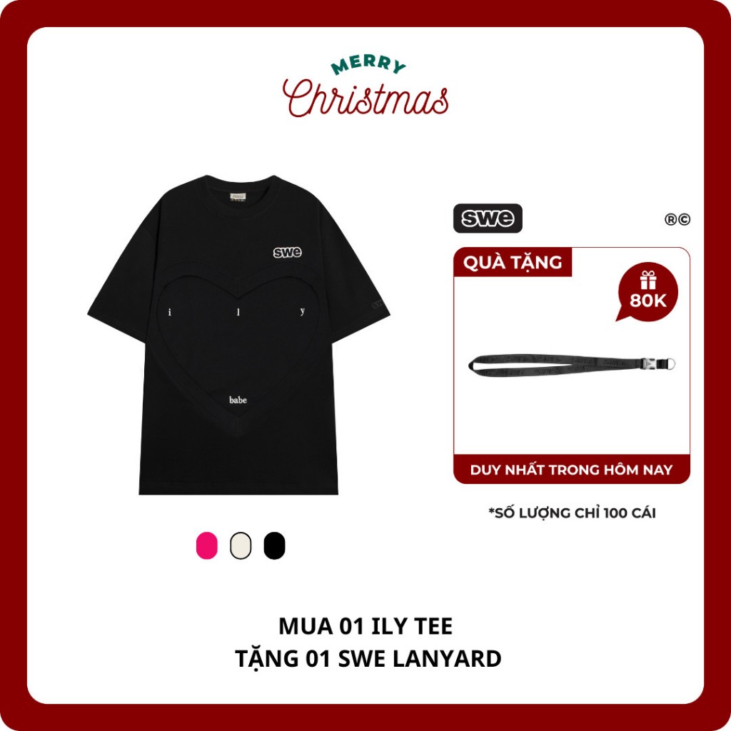 (TẶNG LANYARD ) Áo Thun Local Brand Họa Tiết Unisex SWE ILY TEE - Đen