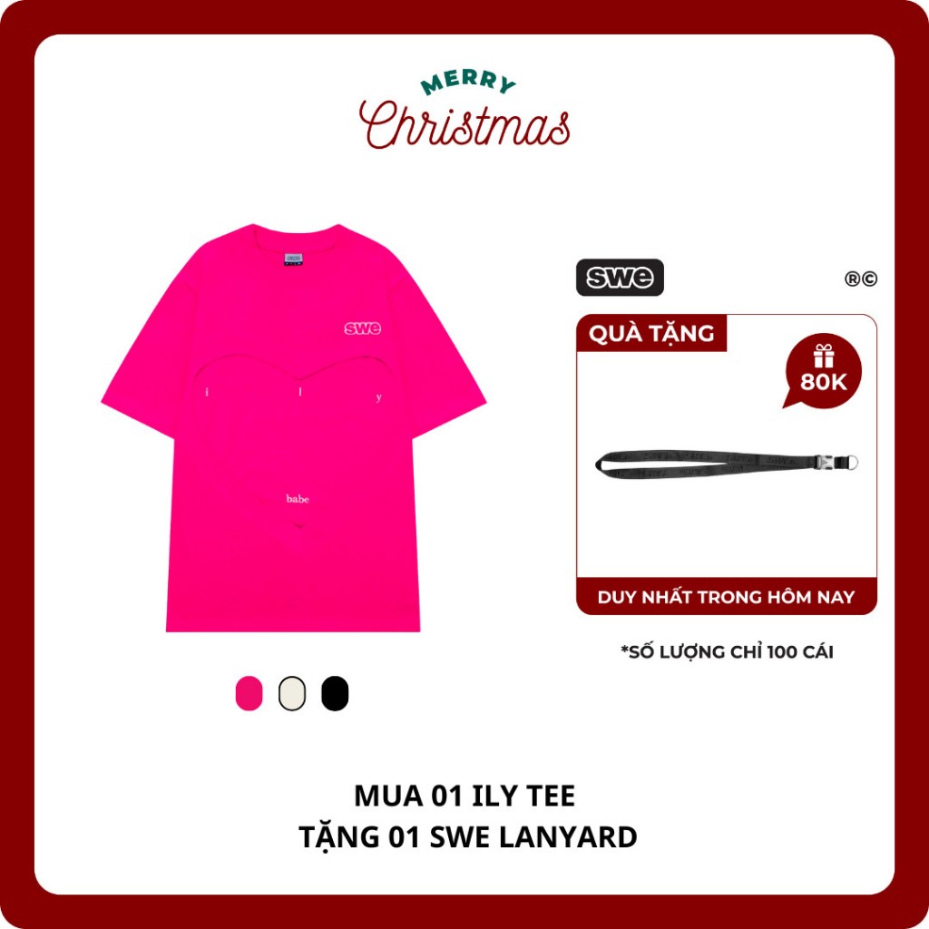 (TẶNG LANYARD ) Áo Thun Local Brand Họa Tiết Unisex SWE ILY TEE - Hồng