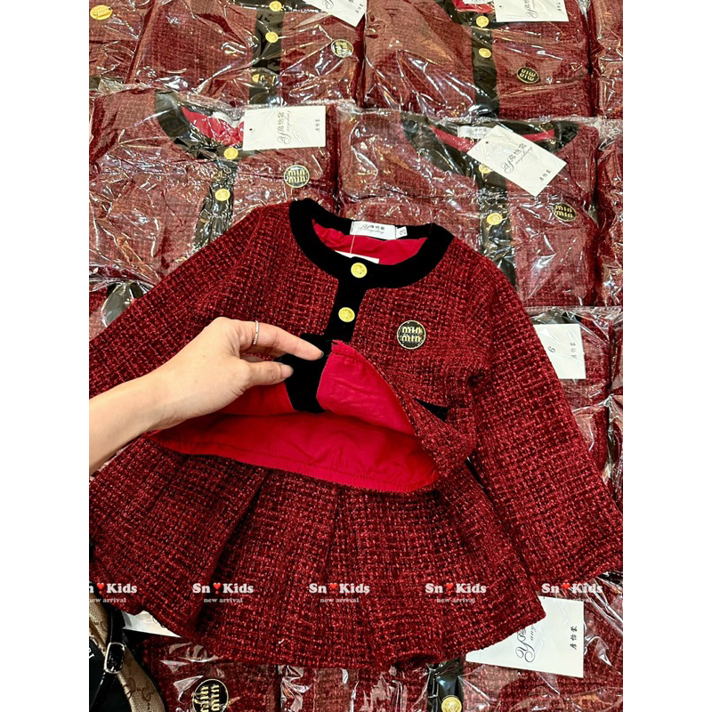 Set dạ đỏ m.i.u bé gái