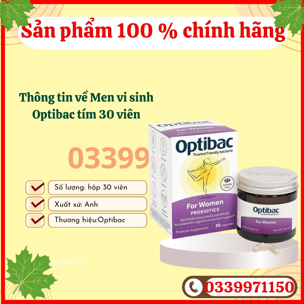 Optibac tím,Men Vi Sinh Optibac Probiotics tím For Women 30 viên bổ sung