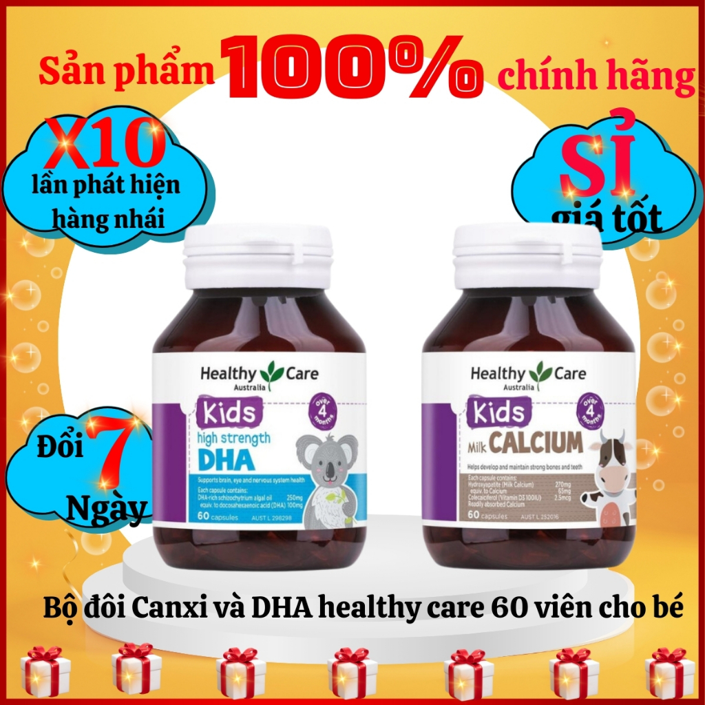 Canxi,Dha cho bé, Canxi milk calcium+DHA healthycare của úc bổ sung canxi