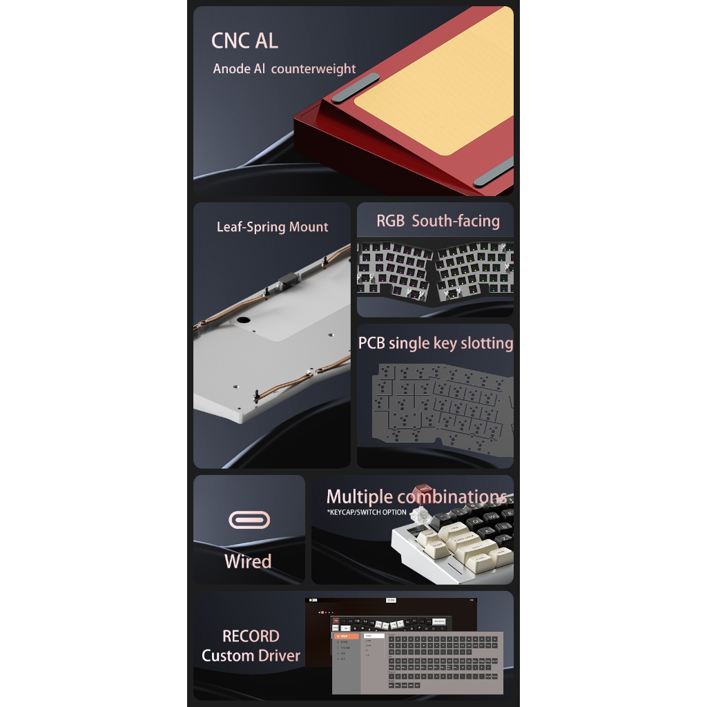 Bàn Phím Cơ Record Alice | Nhôm CNC | Mạch Xuôi|