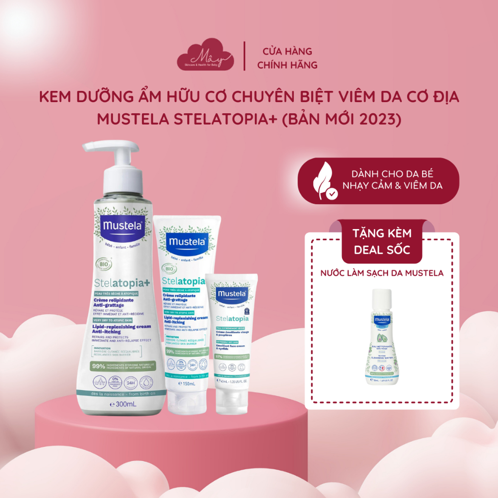 Kem dưỡng ẩm chuyên biệt cho bé da chàm viêm da cơ địa Mustela Stelatopia