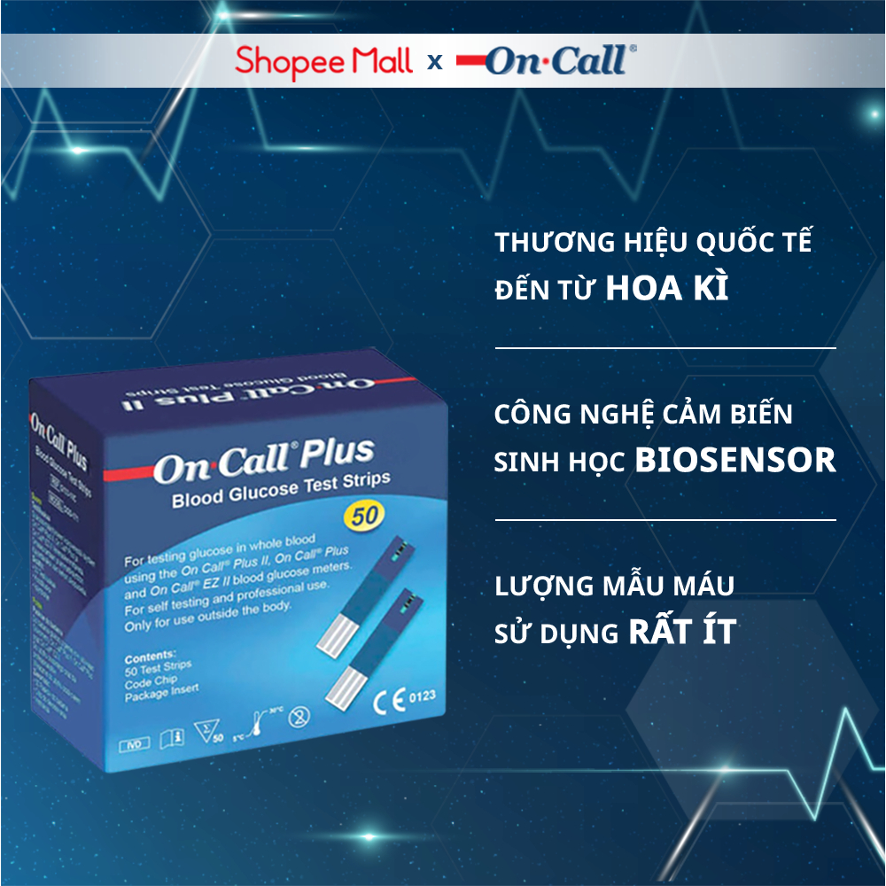 Hộp 25/50 Que Thử Đường Huyết On Call Plus Dùng Cho Máy On Call Plus & On Call EZ II