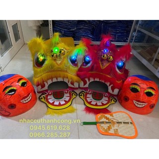 Combo 4-8 tuổi Đầu lân đuôi+trống dùi+mặt địa quạt