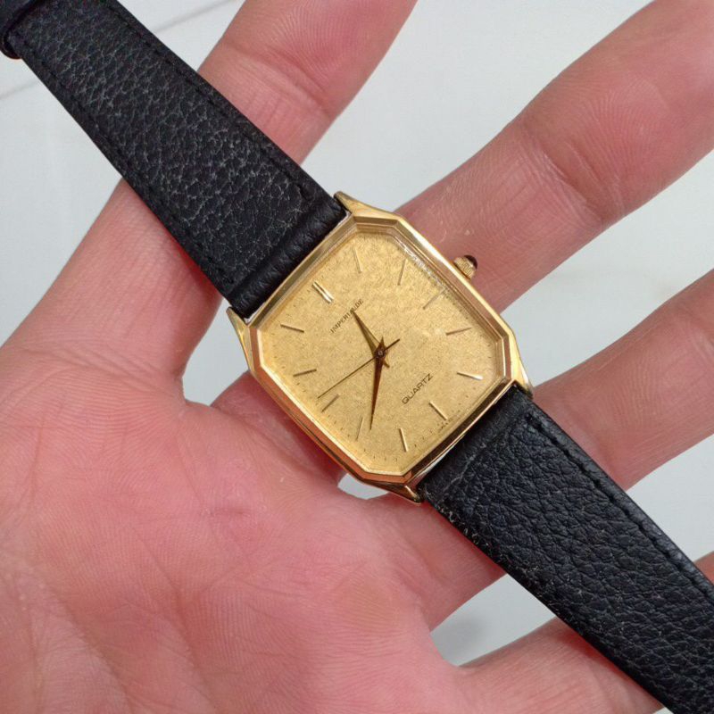 Đồng hồ si nhật nam nữ mặt vuông tank dây da hiệu IMPERIAUDE mạ vàng độ mới cao 94%