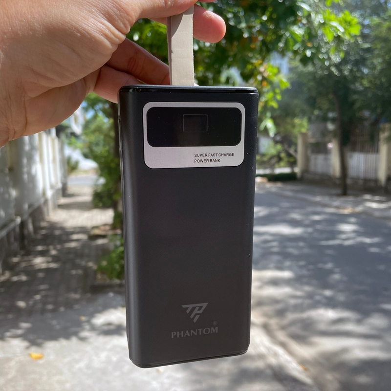 Pin dự phòng sạc nhanh PHANTOM P13 đèn pin 30000mAh tích hợp 2 cáp - hỗ trợ QC 22.5 và PD 20W