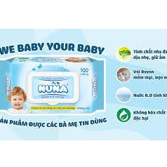 Khăn Ướt Em Bé Không Mùi Gói 100 Miếng