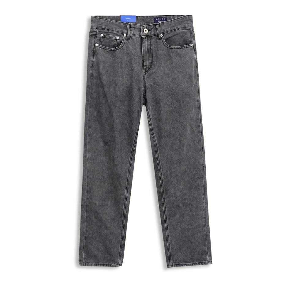 Quần jeans nam dài AKUBA form reugular, dáng quần rộng, quần baggy ống đứng chất cao cấp