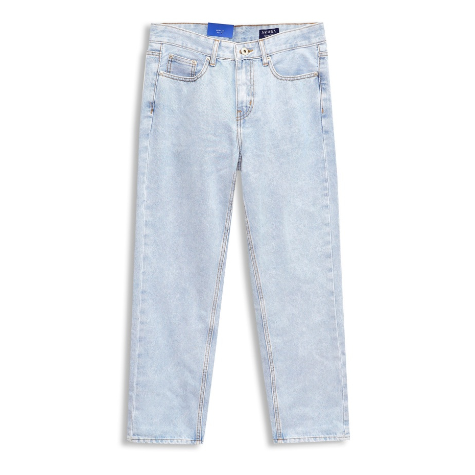 Quần jeans nam dài AKUBA form reugular, dáng quần rộng, quần baggy ống đứng chất cao cấp