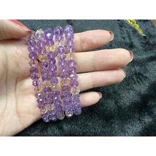 TÂM AN - Vòng tay thạch anh tím mix thạch anh vàng cắt giác tạo hiệu ứng blinkblink