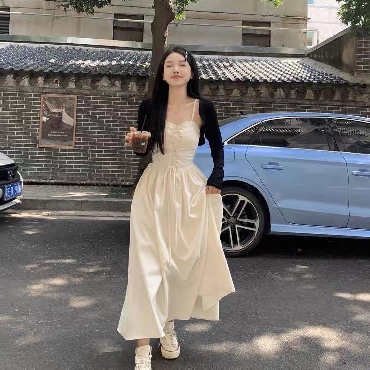 Váy 2 dây Lemon dress kèm áo đan dây dáng dài xixeoshop - V31 ( không kèm áo)
