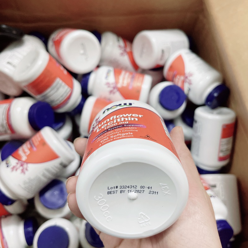 Viên uống chống tắc tia sữa Lecithin 1200mg Now Sunflower Lecithin 100v, 200v