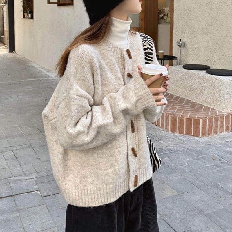 Áo Cardigan Len Dáng Dài Phối Cúc Chéo, Áo Nem Nữ Nhiều Màu Form Rộng Phong Cách Hàn Quốc