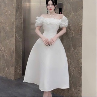 Đầm tapta phối VOAN gắn bông ngực maxxi dài xòe như hình phong cách dự tiệc