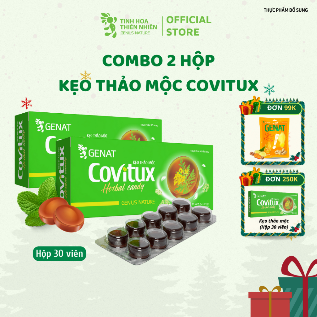 Combo 2 hộp - Kẹo thảo mộc Covitux (30 viên) - Genat