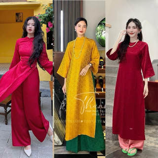 Set áo dài hồng tay lỡ kèm chân váy trắng