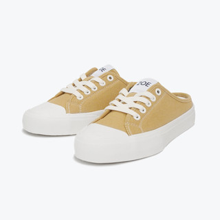 Giày Sục Đạp Gót Mules Vải ZOE Sneaker Unisex nam nữ màu nâu cafe trơn đế cao su tăng chiều cao 