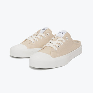  Giày Sục Đạp Gót Mules Vải ZOE Sneaker Unisex nam nữ màu be trơn đế cao su tăng chiều cao 