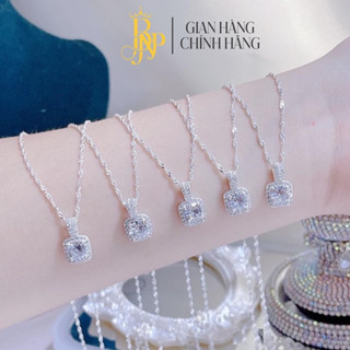  Dây chuyền BNP xoắn mặt đá vuông  Bạc ta cho nữ 