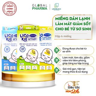 Miếng dán hạ sốt nhanh Licokid cho bé - hạ sốt, giảm đau, làm mát cơ thể (Hộp 6 miếng)